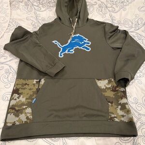NFL Olive Hoodie with Blue Lion and Camo Accents